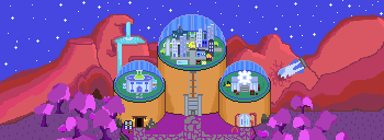The SpaceGoats colony on an alien planet